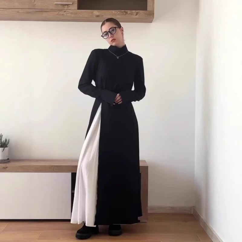 2025年秋ファッション エレガントな気質 袖スリット入りロングドレスセット レディース
