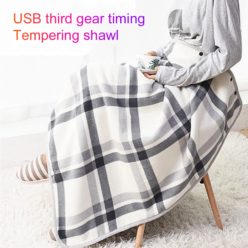 Wearable Heating Electric Blanket Shawl 3 Heating Levels USB Heated Blanket Shawl Portable Body Warmer Blanket for Home Office