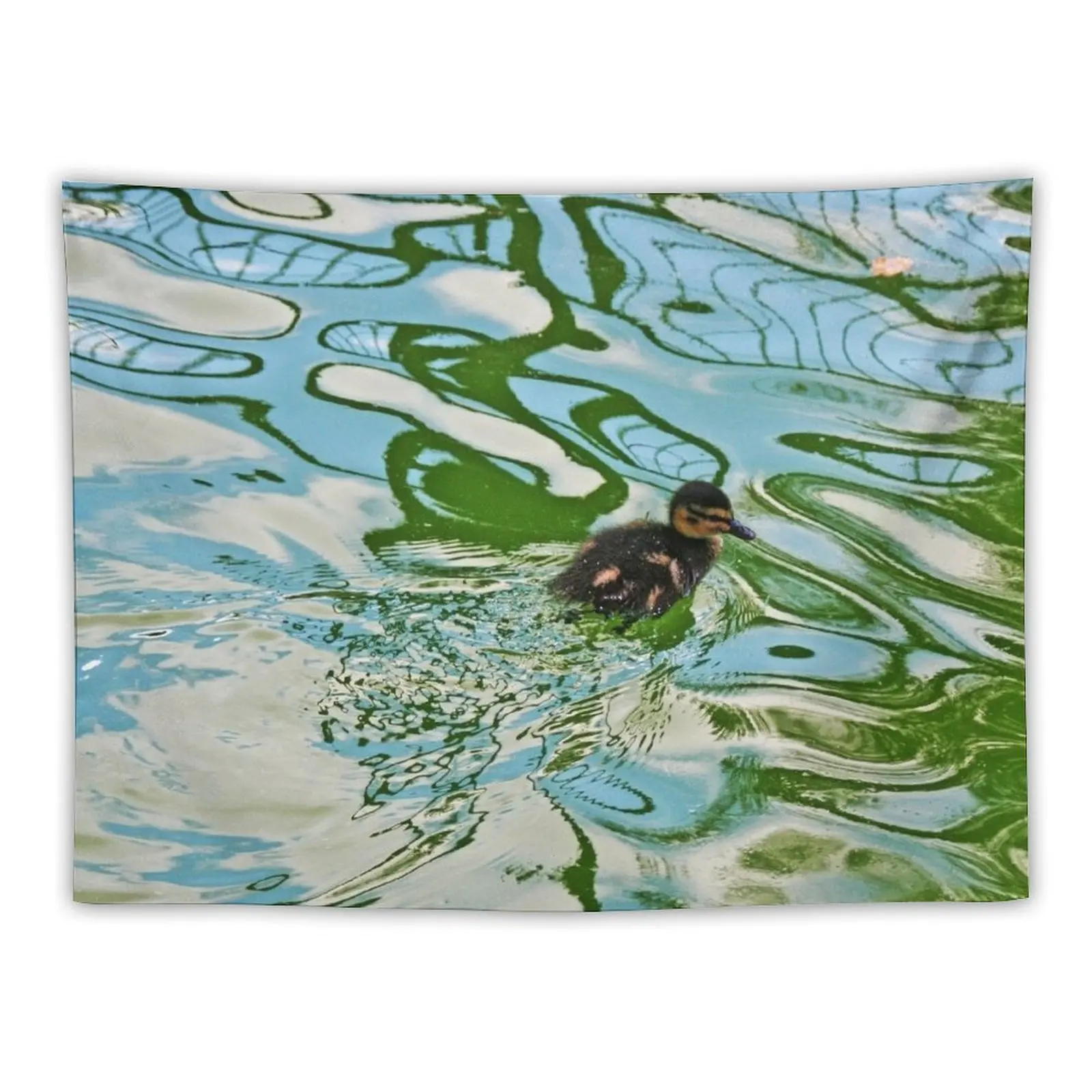 Mallard duckling swimming in a pond Water Reflections Tapestry Room Decorator Home Decoration Accessories Tapestry