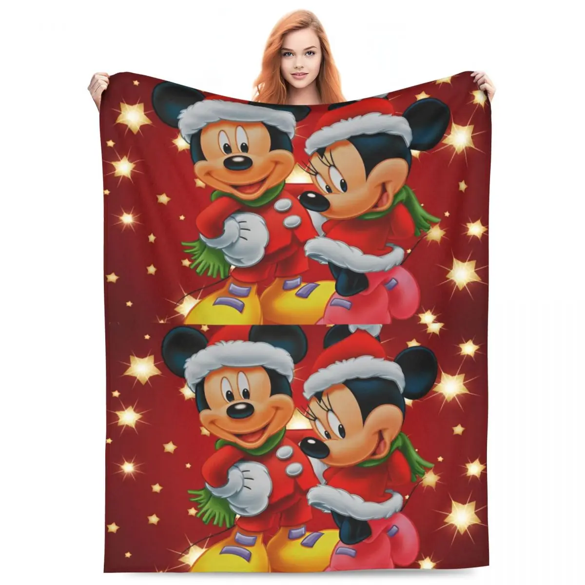 Mickey Mouse Christmas Flannel Blanket Cartoon Animal Super Soft Bedding Throws for Bedroom Picnic Fashion Bedspread Bed Cover