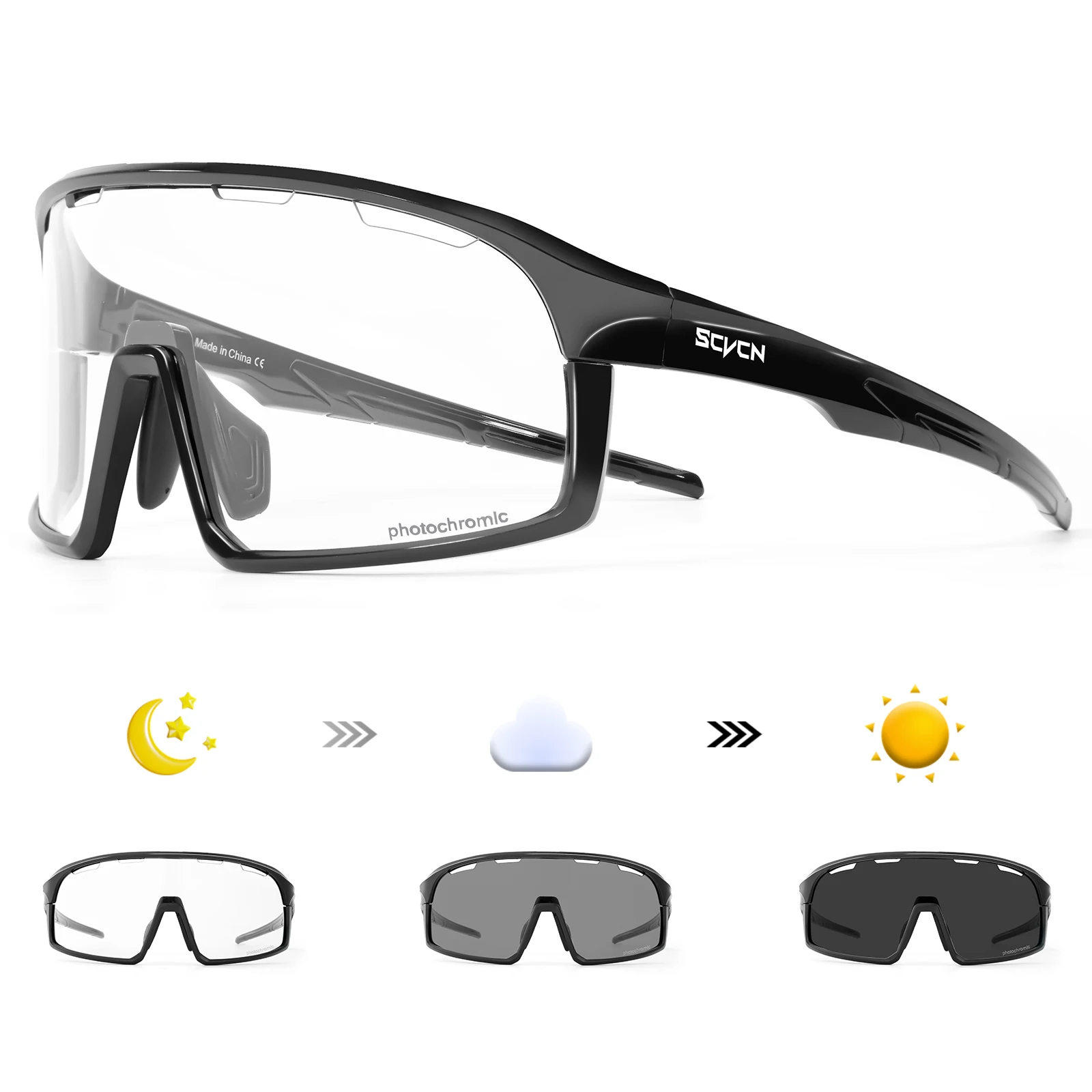 AliExpress SCVCN Photochromic Cycling Sunglasses Men UV400 Eyewear Sports MTB Outdoor Goggles Bicycle UV400 Women Cycling Glasses