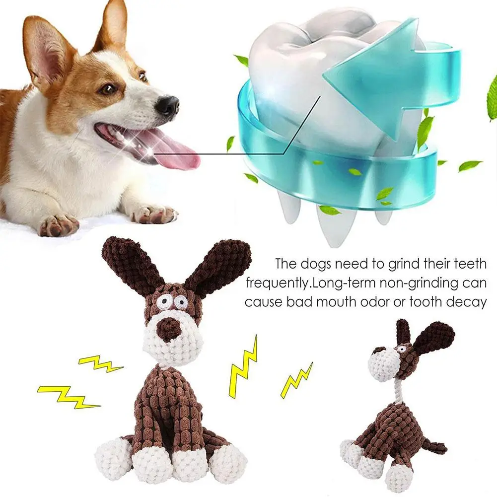 Dog Interactive Toy Animal Donkey Shape Increases Pet Play Fun Suitable For Teething Pets Corduroy Material Dog Squeak Toy P0Q6