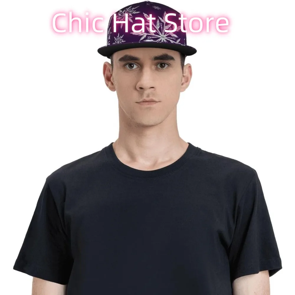 قبعة مسطحة قابلة للتعديل للرجال والنساء، قبعة بيسبول هيب هوب - ندفة الثلج متدرجة باللون الأرجواني