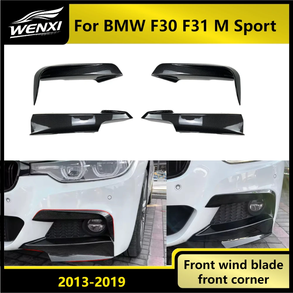 Para BMW F30 F31 M Sport 2012-2019, Protector de Parachoques Delantero, ABS, Negro Brillante, Sin Perforaciones, Anti-Rayones, Cubre Arañazos