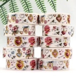 10pcs/lot 15mm x 10m Christmas Heart Floral Masking Adhesive Washi Tape office supplies stationary tape sticker