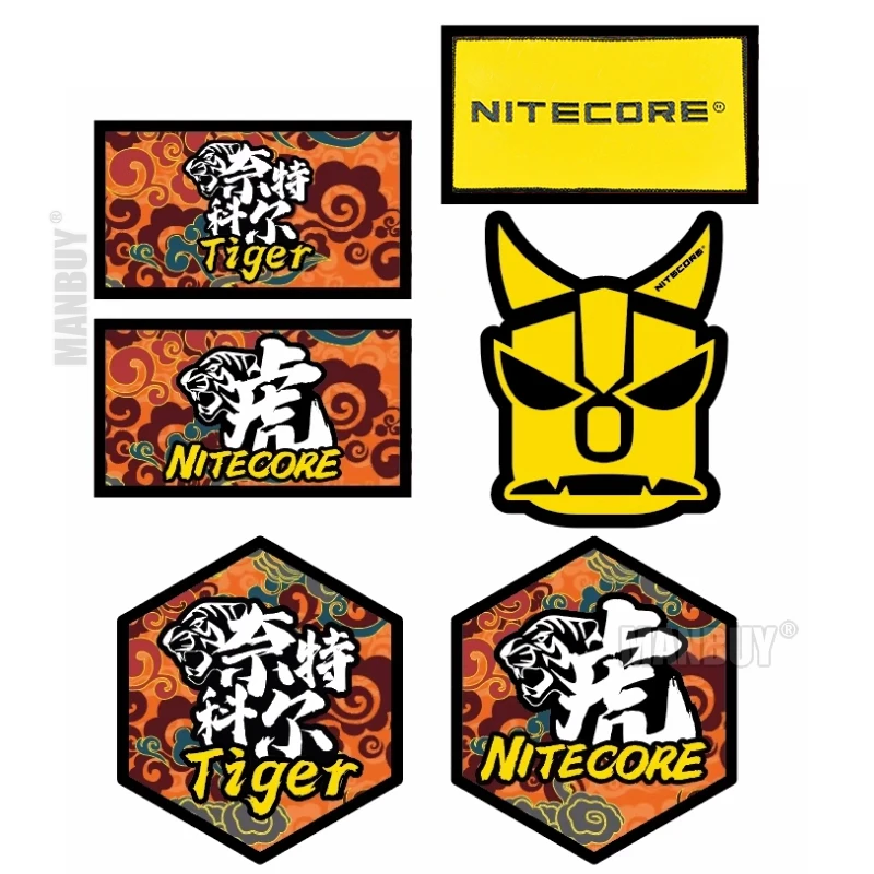 NITECORE LOGO Embroidery Velcr0 Patch Tactical Military Decorative Patches Combat Appliques Emblem Embroidered Badges Tiger Year