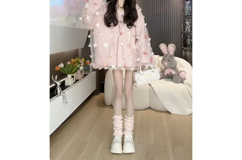 Heavy Industry Three-dimensional Flower Blazer Women's Spring and Autumn New Casual High-end Top Fashion Suit