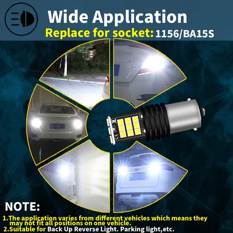 2x P21W LED Reverse Light Bulb Back up Lamp 1156 7506 BA15S For Opel Astra j h g gtc Vectra c h Corsa d e Insignia Mokka Vivaro 8 best sales tuning corsa - №8
