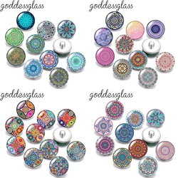 New Bohemian style Flower Patterns 10pcs Round photo 12mm/18mm snap buttons for 12mm/18mm snap necklace DIY findings jewelry
