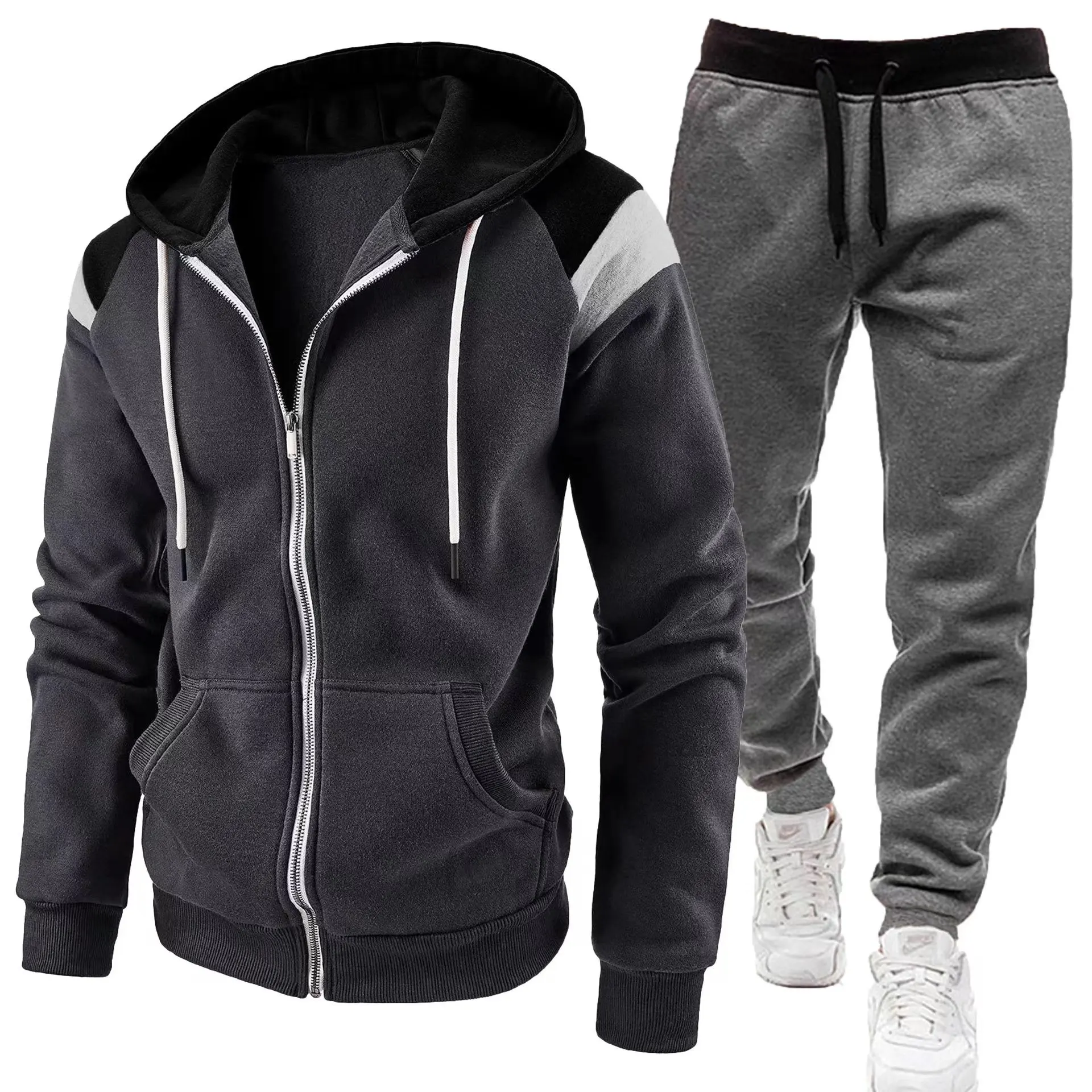 Men\'s Hoodie Fleece Cool Casual Winter Apparel Hoodies Sweatshirts Casual Sports Cardigan Long Sleeved Zipper Top Men Clothing