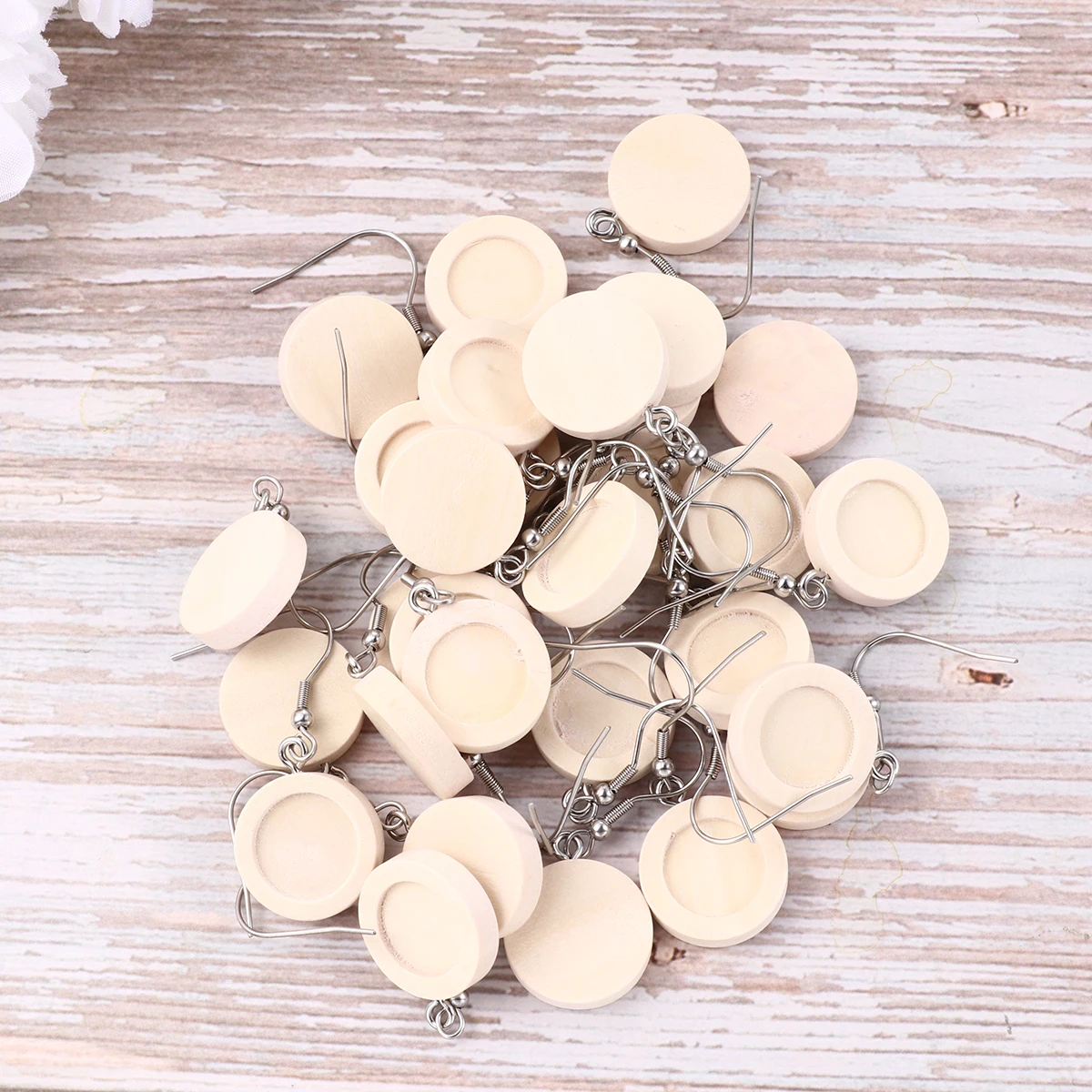 

30 Pcs Wooden Tray Hook Earring Blanks DIY Jewelry Material Lightweight Durable Time Earrings Gift Special Occasions Valentine