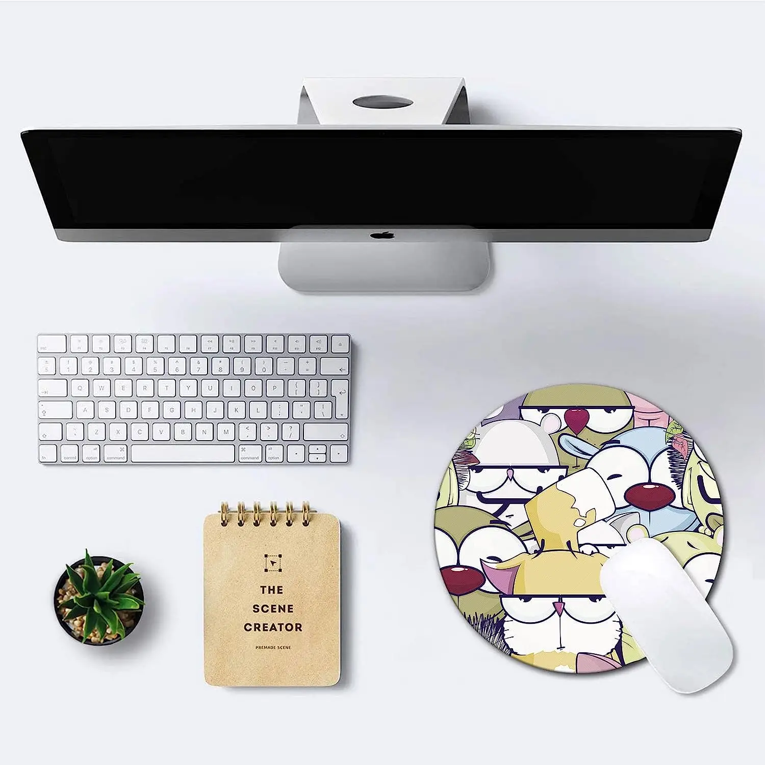 Round Mouse Pad Cute Animals Mouse Mat Small Non-Slip Rubber Base Round Mousepad with Designs for Working and Gaming Home