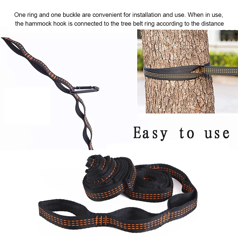 2/1PCS High Bearing Capacity Hammock Straps Breaking Strength Polyester Hammock Belt Rope With Ring Buckle Camping Accessories