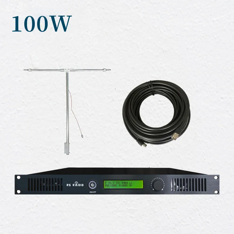 Professional Stereo 100w Fm Transmitter Antenna Cables Fm Broadcast Transmitter for Radio Stations