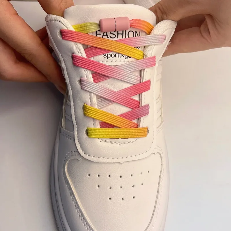 Bunte, Modische, Elastische Schnürsenkel mit Perlenschnalle, Leichte, Dehnbare Sneaker-Schnürsenkel für Kinder und Erwachsene, Breit, Bequem, Langlebig – Detail 3
