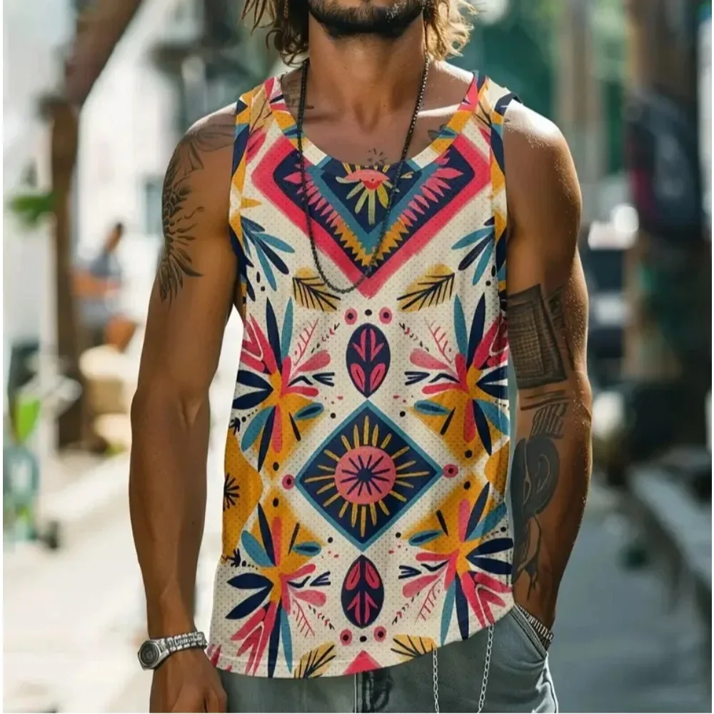 

3D Printed Quick-drying Sleeveless Sports Men's Tank Tops Holiday Street Fashion Round Neck Breathable Comfortable Vests Tees