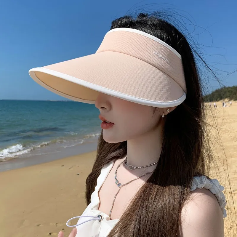 

Korean Version Women's New Style Summer Anti-Ultraviolet Empty-Top Hat Fashionable Letter Outdoor Windproof Cycling Sunshade Hat