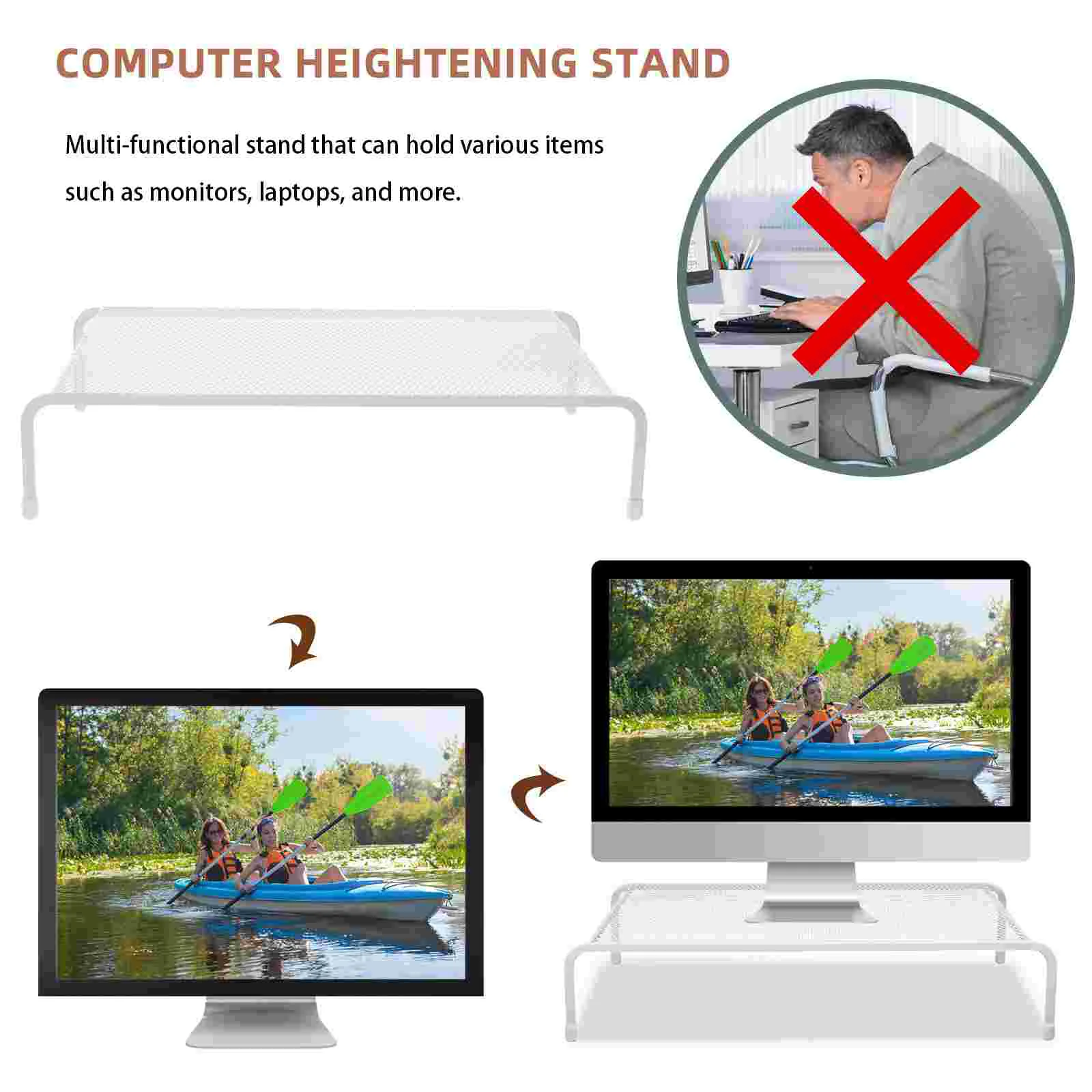 Desktop Computer Elevated Monitor Bracket Raised Base Storage Laptop Stand Riser Shelf