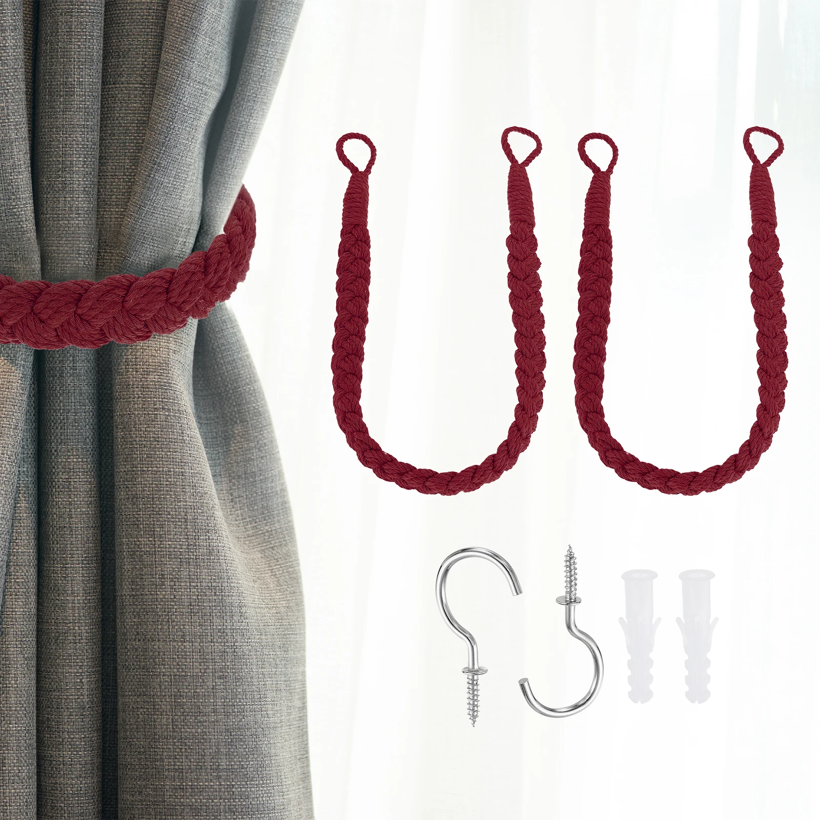 2/4Pcs Rope Curtain Tiebacks, 23.6