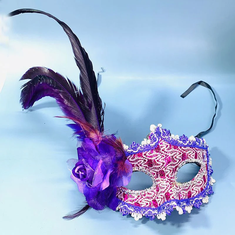 Feather Flowers Women Masquerade Masks Lace Fashion Sweet Sexy Halloween Carnival Easter Party Christmas Prom Wedding Black Gold