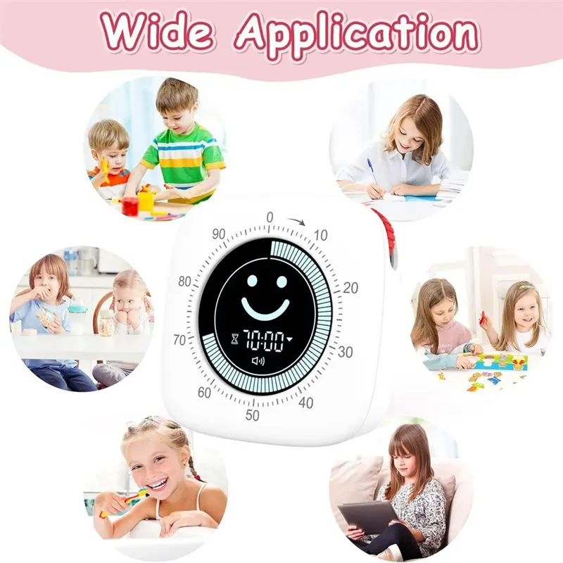 ABUN Visual Timer Digital Timer for Kids Kitchen Magnetic Timer 90 Minute Countdown USB Rechargeable ADHD Timer