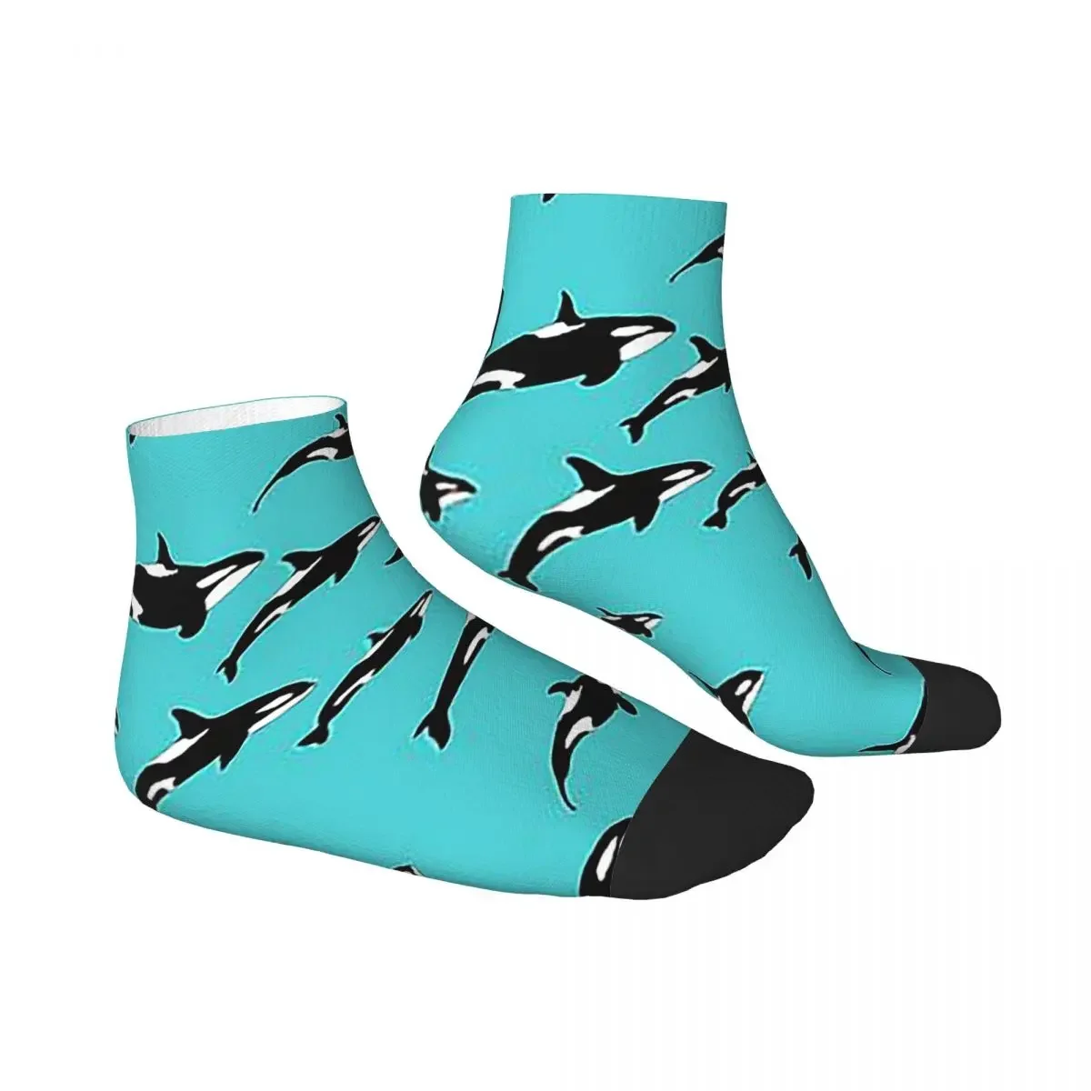 Orca Killer Whales Pattern On Blue Socks Harajuku Sweat Absorbing Stockings All Season Socks Accessories for Man's Woman's Gifts