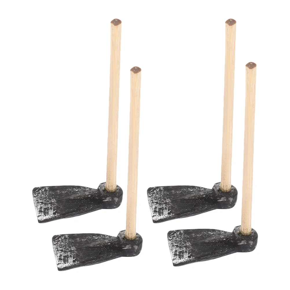 

4Pcs Mini Hoe Plastic Miniature Garden Tool Mini Decorative Accessory Perfect for Scene Miniature Hoes