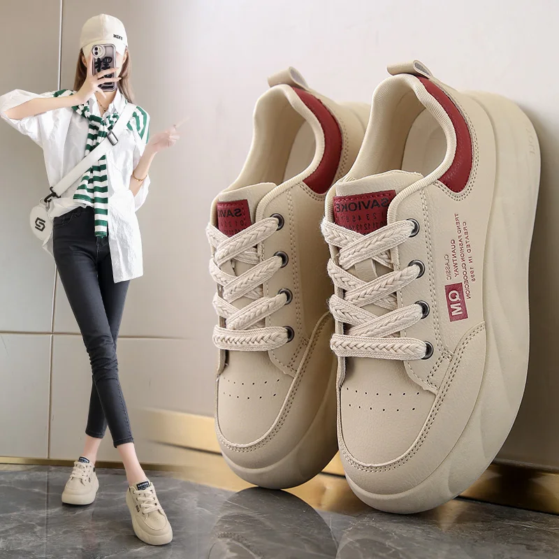 

Women's Lace Up Chunky Platform Sneakers 5CM Heel Roomy Toe Breathable Lining Non Slip Outsole Daily Casual Shoes