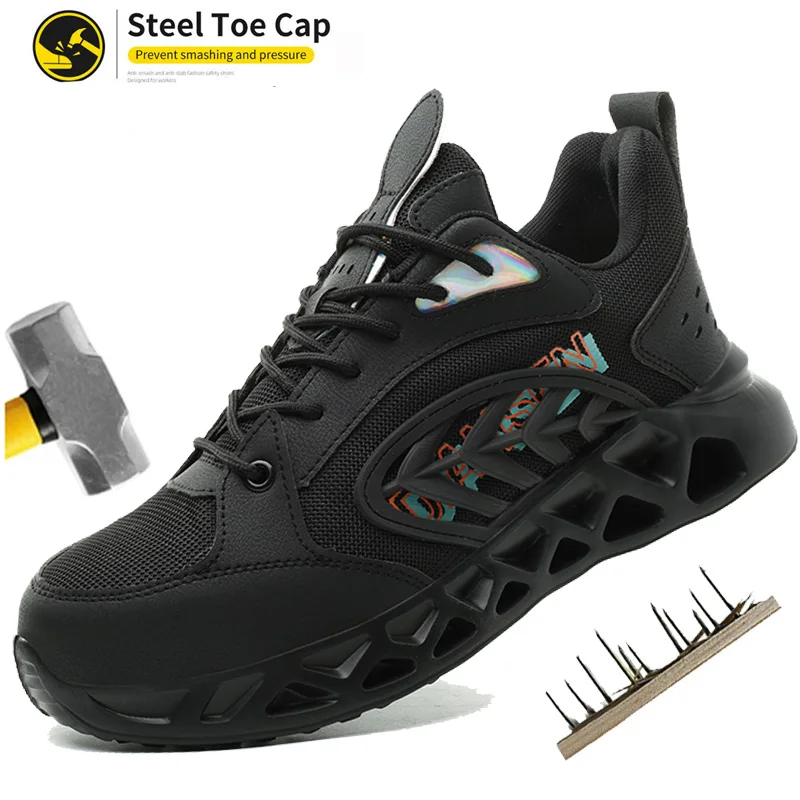 

Нескользящая рабочая обувь, мужские защитные кроссовки со стальным носком, легкая неразрушимая промышленная защитная обувь, устойчивая к проколам, мужская
