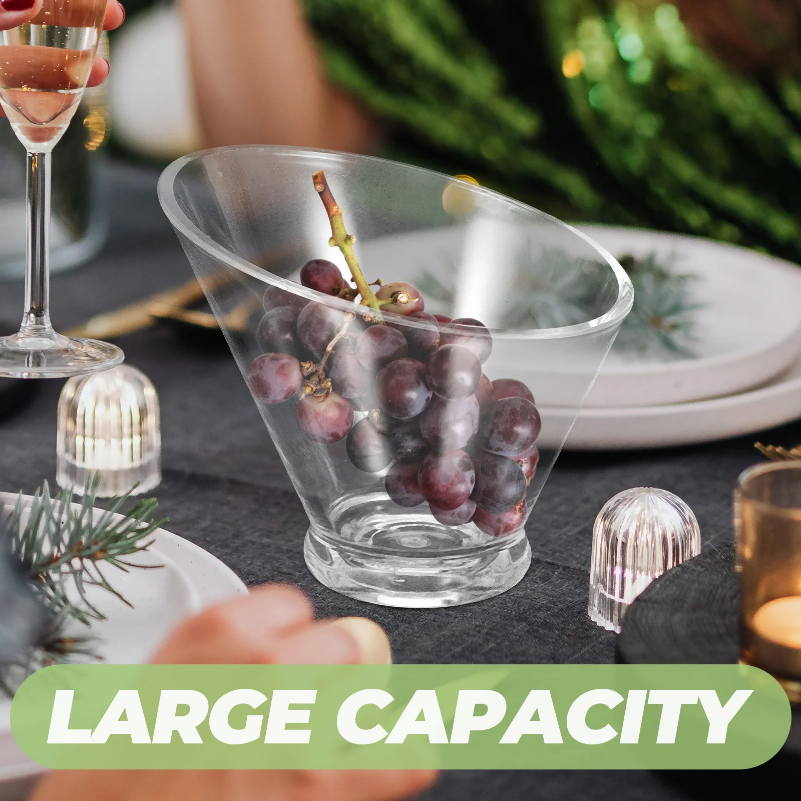 

Vegetable Container Acrylic Inclined Bowl Containers for Food Serving Salad Cut