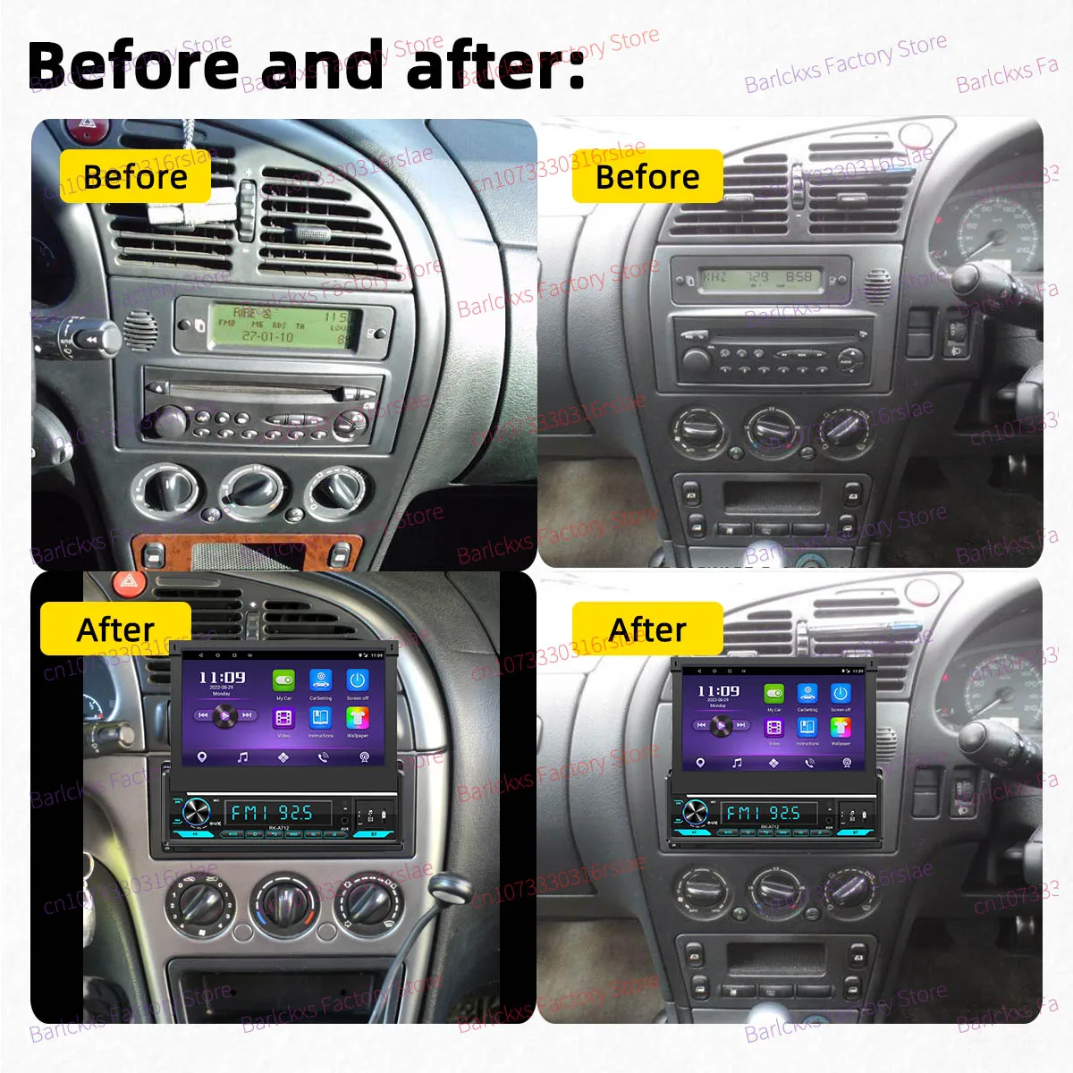 7-calowy chowany ekran 1 Din Android Radio dla Citroen Xsara C-Elysee 1997-2006 Carplay Android Auto Samochodowy multimedialny radioodtwarzacz GPS