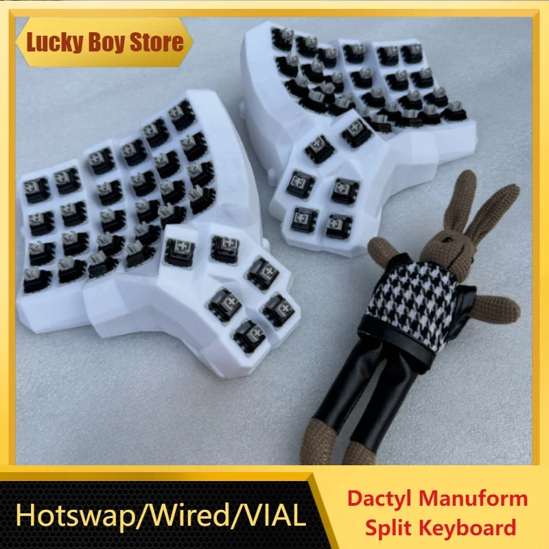 Dactyl Manuform Split Keyboard Thumb 6Key Version PLA Print Custom Hotswap Wired Split Mechanical Keyboard Ergonomics QMK/VIAL