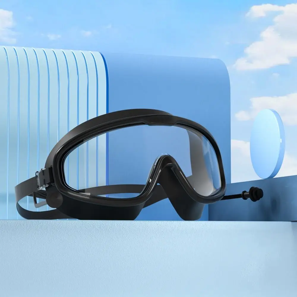 Anti Fog Swimming Goggles Diving Wide View Big Frame Swim Glasses With Earplugs Professional Diving Eyewear Swimming Pool