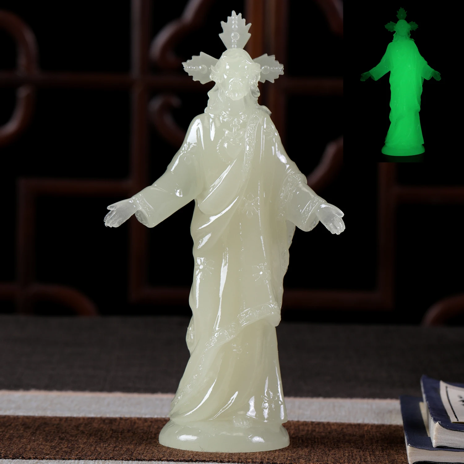 

Seyee-bro Jesus Statue - 8.46' H Christus Statue Praying Buddha Sculpture for Home Decoration