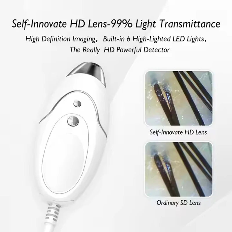 كاشف بصيلات الشعر الاحترافي ، جهاز تشخيص فروة الرأس ، محلل الجلد ، رطوبة الزيت ، جهاز اختبار ، العناية ، شاشة عالية الدقة ، 10 بوصة