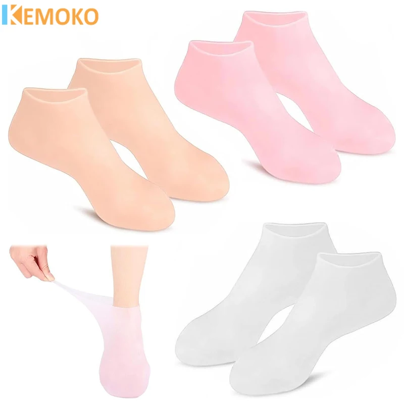 

1 Pair Silicone Moisturizing Foot Socks for Dry and Cracked Feet Use with Body Lotion Soothing Massage Pedicure Foot Care Kit