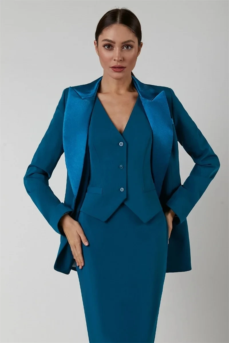 Traje Formal de 3 piezas para mujer, conjunto de falda, Blazer, chaleco y vestido de graduación, esmoquin para boda, madre de la novia