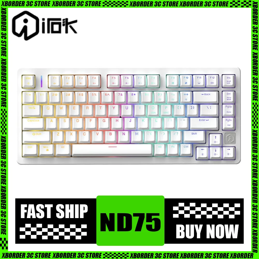 

Irok Nd75 Magnetic Switch Mechanical Keyboard Wired Transparent Rgb Gaming Keyboard Hot Swap Keycaps Backlight Pc Gamer Man Gift