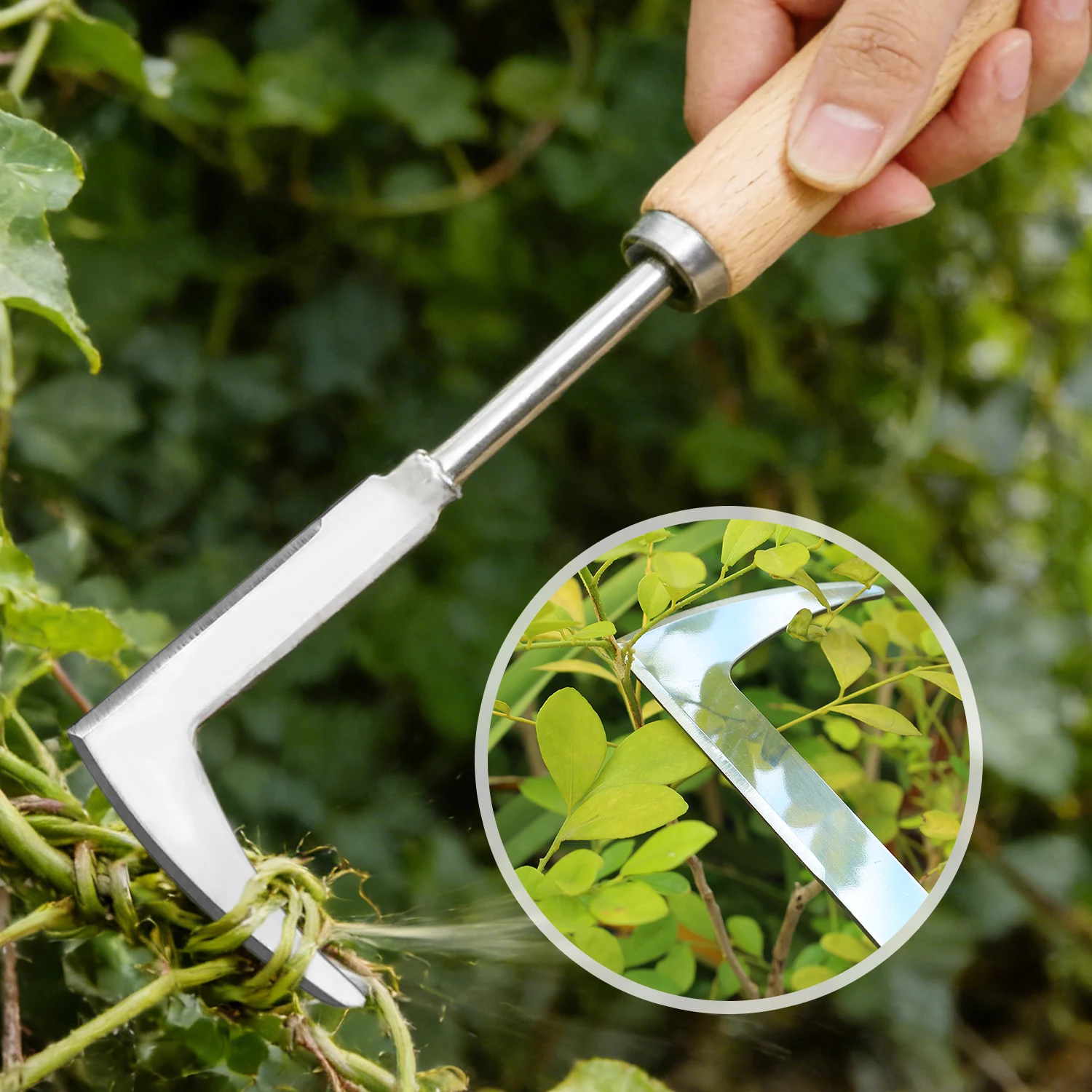 Désherbeur de fissures en acier en forme de L, outil de désherbage, extracteur de marche latérale, spatule, manche en bois, ameublissement du sol, tondeuse manuelle