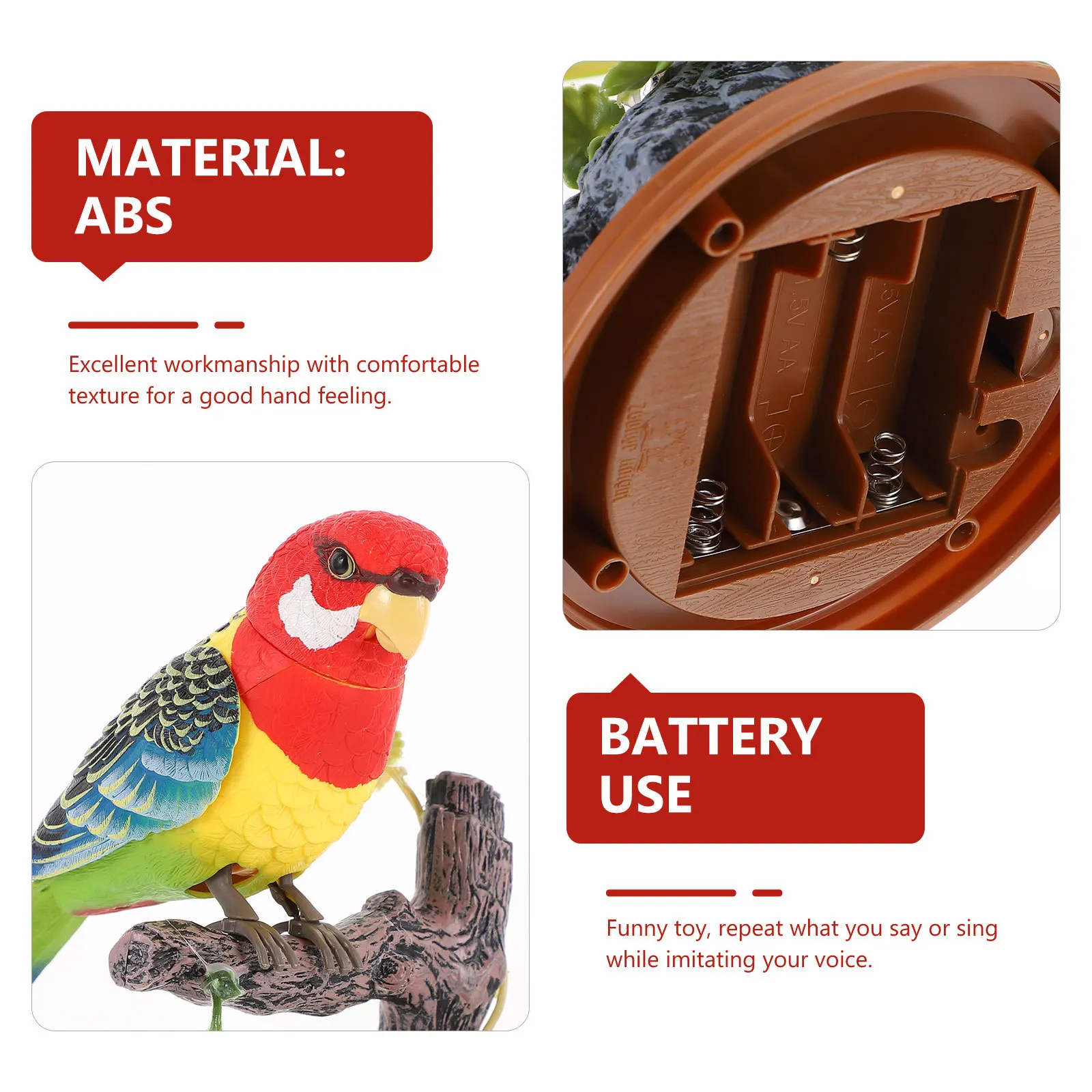 Zestaw Nagrywający Papuga dla Dzieci Uroczy Elektryczny Ptak Imitujący Mówienie Edukacyjna Zabawka do Nauki Zabawny Powtarzający Głos Prezent