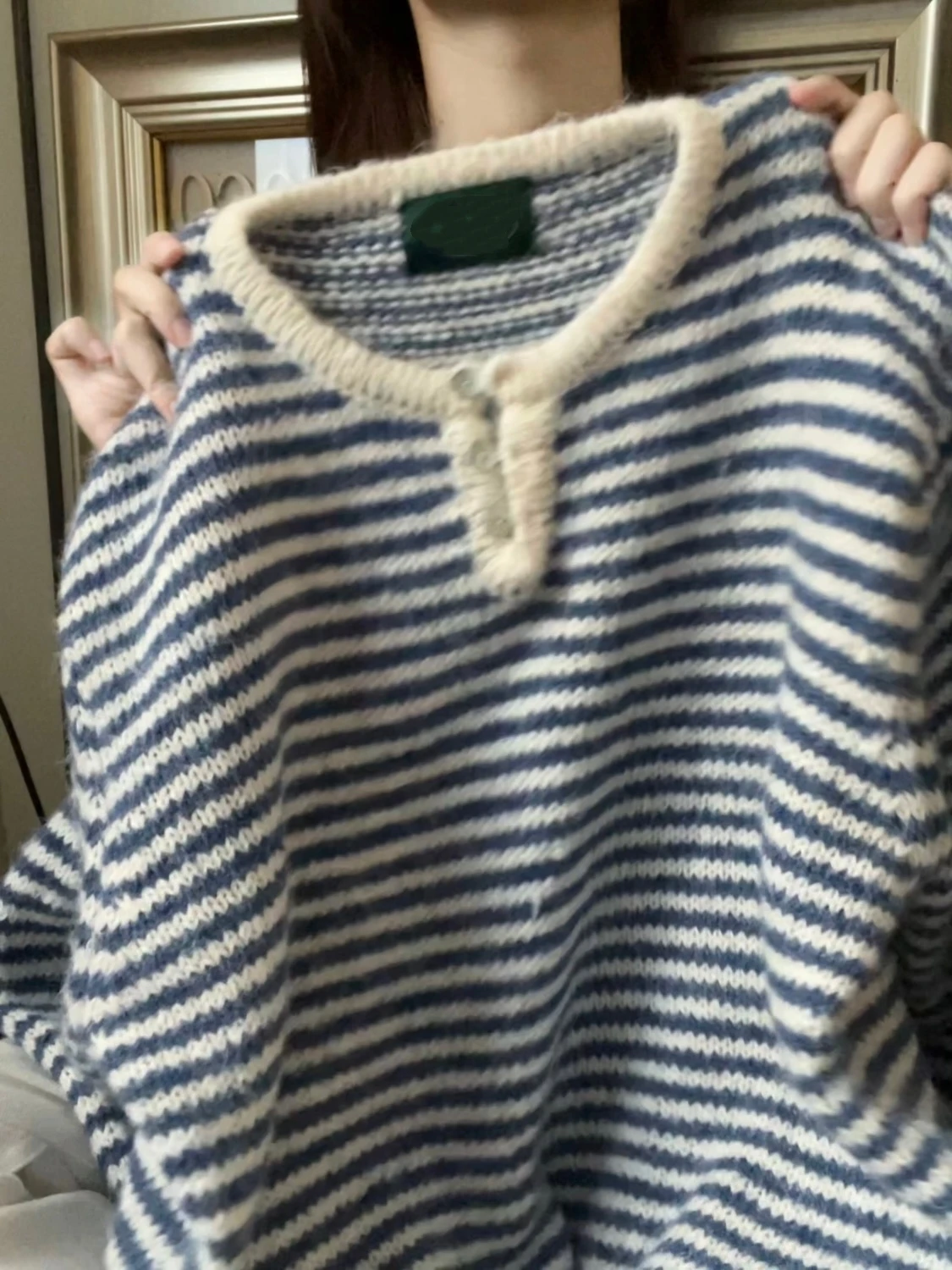 

Корейский мягкий свободный повседневный свитер с воротником Генри в полоску, вязаная зимняя одежда для мужчин и женщин, ленивый сле