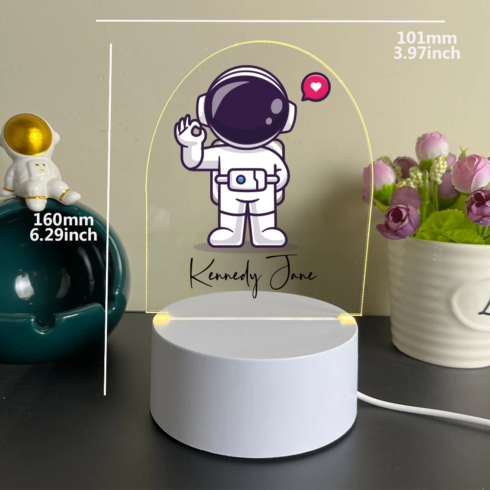 Personalized Custom Cosmonaut Modern  Led Night Light Decoration Children'S Gift Usb Ambient Desk Lamp With Touch Button