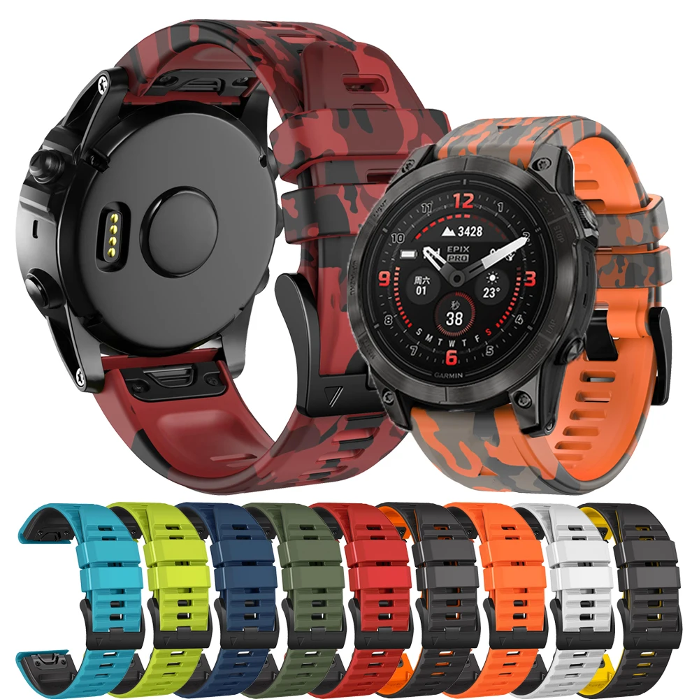 Esportes 22/26mm pulseira de relógio de silicone para garmin fenix 8 e 5 5x 6 7 7x pro/tactix/mk2 mk2i g1/enduro 2 3 pulseira quickfit