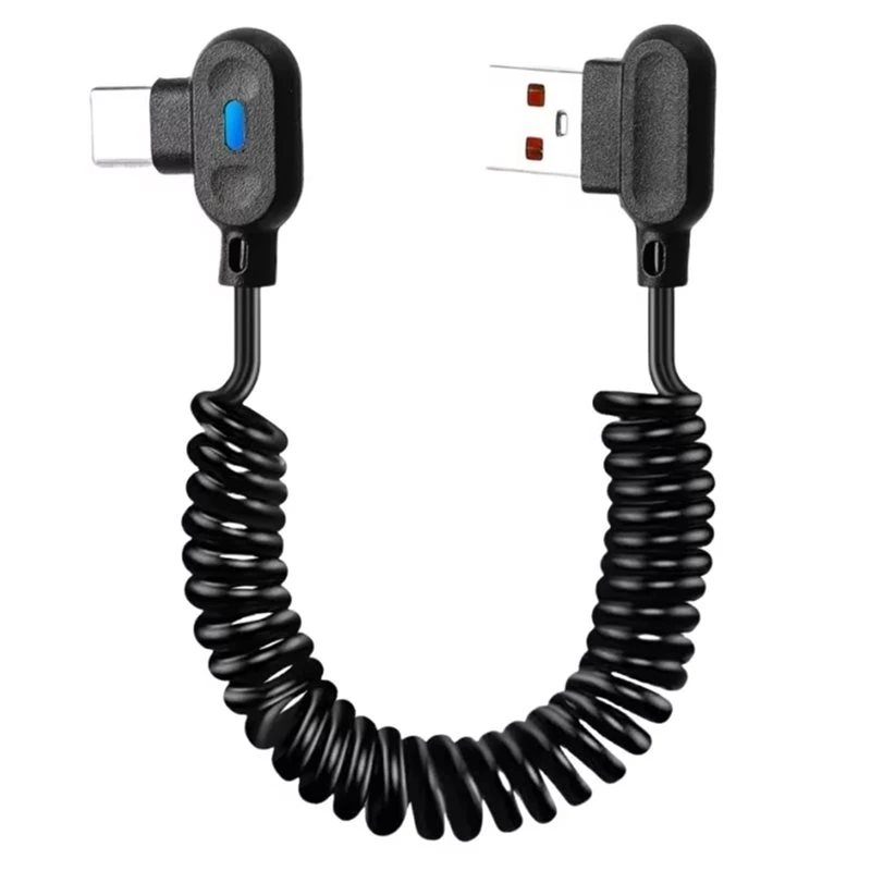 A46U Charge Wire For Samsung Spring Data Cable USB Type C Elbow Quick Charge Wire For Samsung For Xiaomi Phone Charger Sync Cord