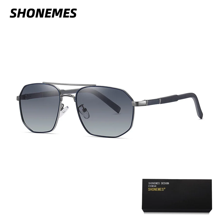 

SHONEMES 1.1mm Polarized Sunglasses Retro Double Bridge Polygonal Shades Spring Temple Outdoor UV400 Sun Glasses for Men