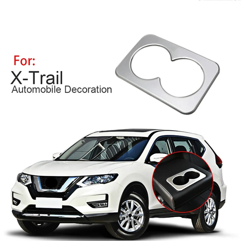 

For Nissan X-Trail Rogue T32 2014-2018 Rear Back Seat Water Cup Holder Decoration Cover Trim ABS Car Styling Accessories