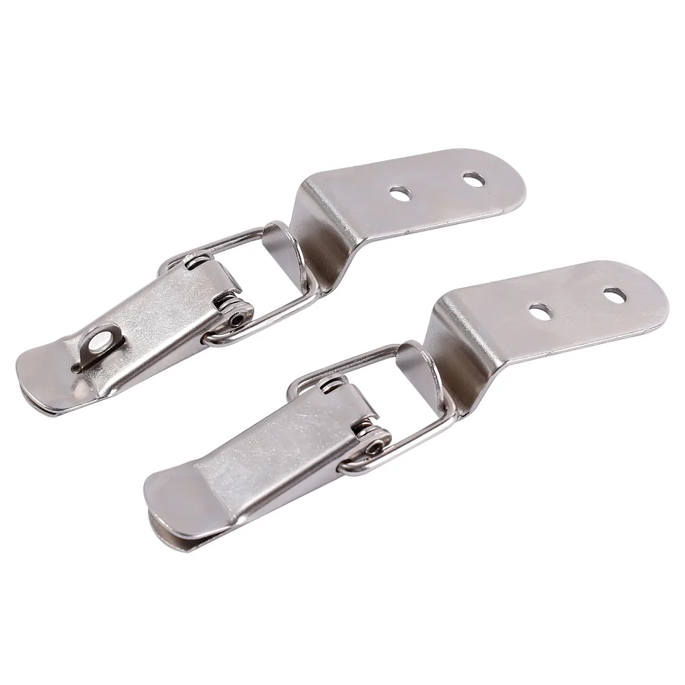 4pcs Duck-mouth Buckle Hook Hasp 90 Degrees Metal Spring Latch Toggle Clasp Clamp Clip Silver Cabinet Lock Latch Catch Clasp