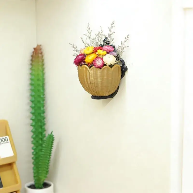 1Pcs 1 12 Dollhouse Decor Shelf Flower Basket Wall Mounted Storage Rack Miniature Ornaments for Kids Room