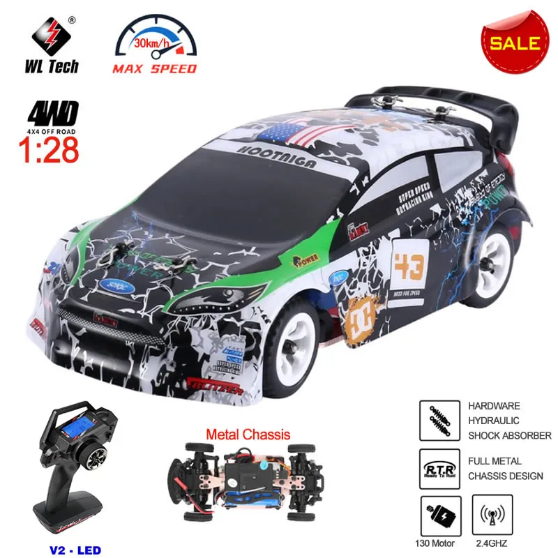 WLtoys K989 V3 4WD 1:28 Mini RC Racing Car 2.4G LED Remote Control High Speed Off-Road Drift Toys Vehicle Children Kids Gift