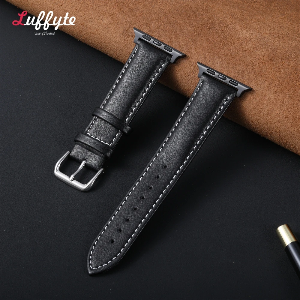 Weiches Lederarmband für Apple Watch 10 9 Ultra 8 7 6 SE 5 4 3 Armband 38 40 41 42 44 45 46 49 mm Business-Armbanduhrenarmband – Detail 22